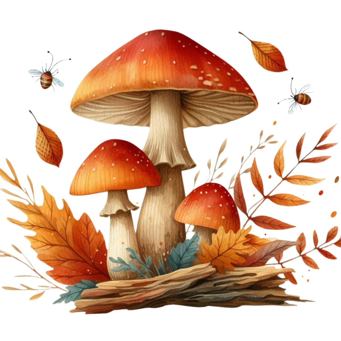 Bügelbild Watercolor Herbst Fliegenpilze