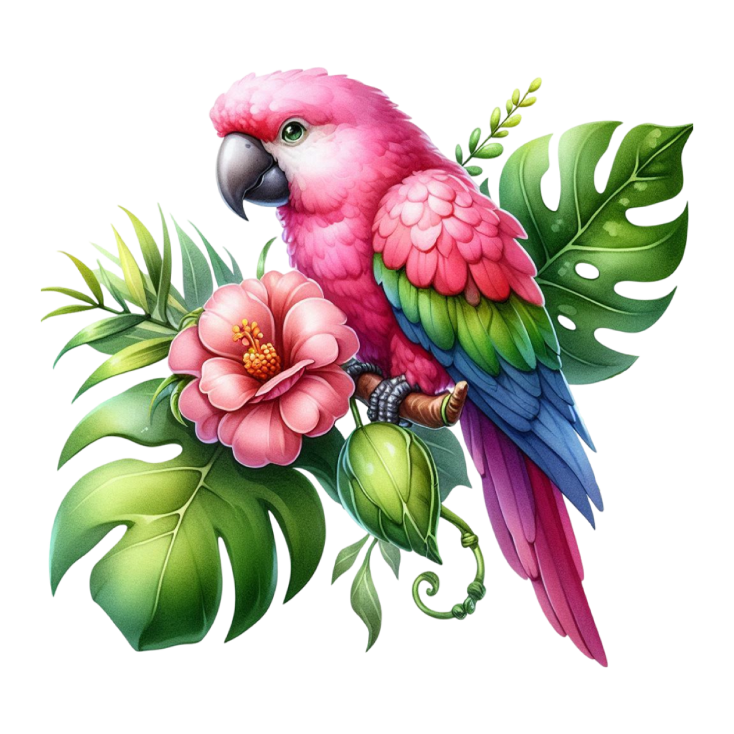 Bügelbild Watercolor Pink Green Sommer #9 Fylou's Style