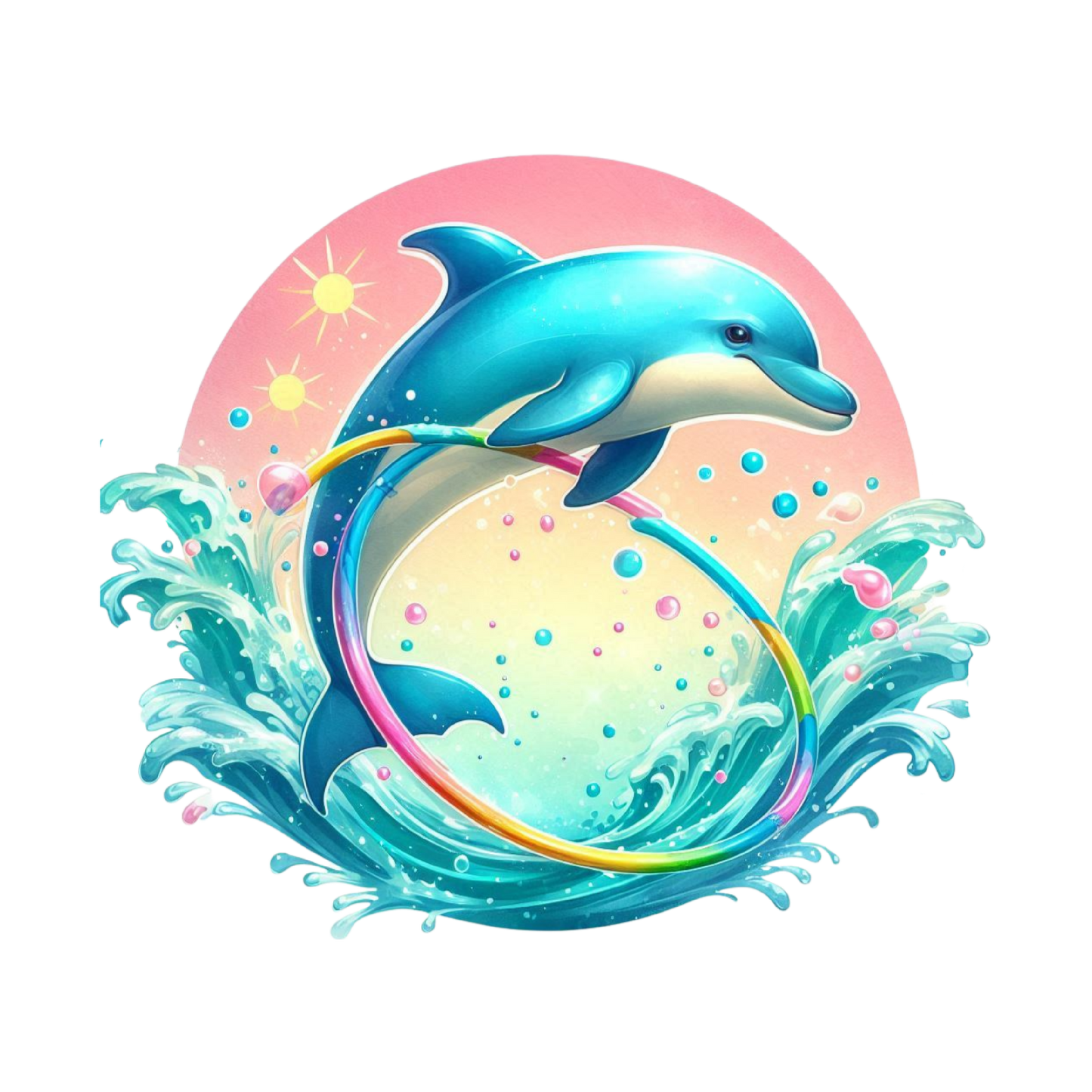 Bügelbild Watercolor Sommer Delfin #2 Fylou's Style