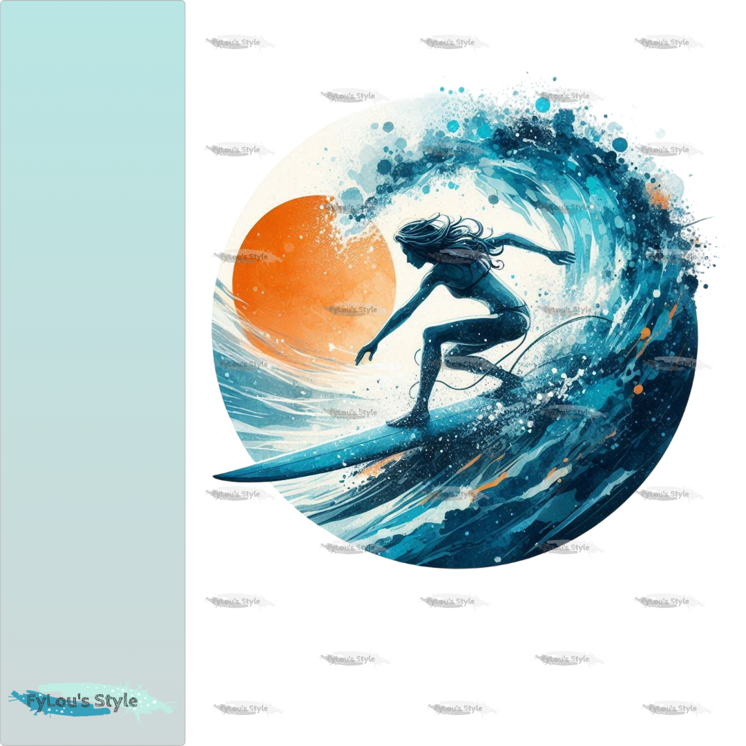 Bügelbild Watercolor Surferin #3 Fylou's Style