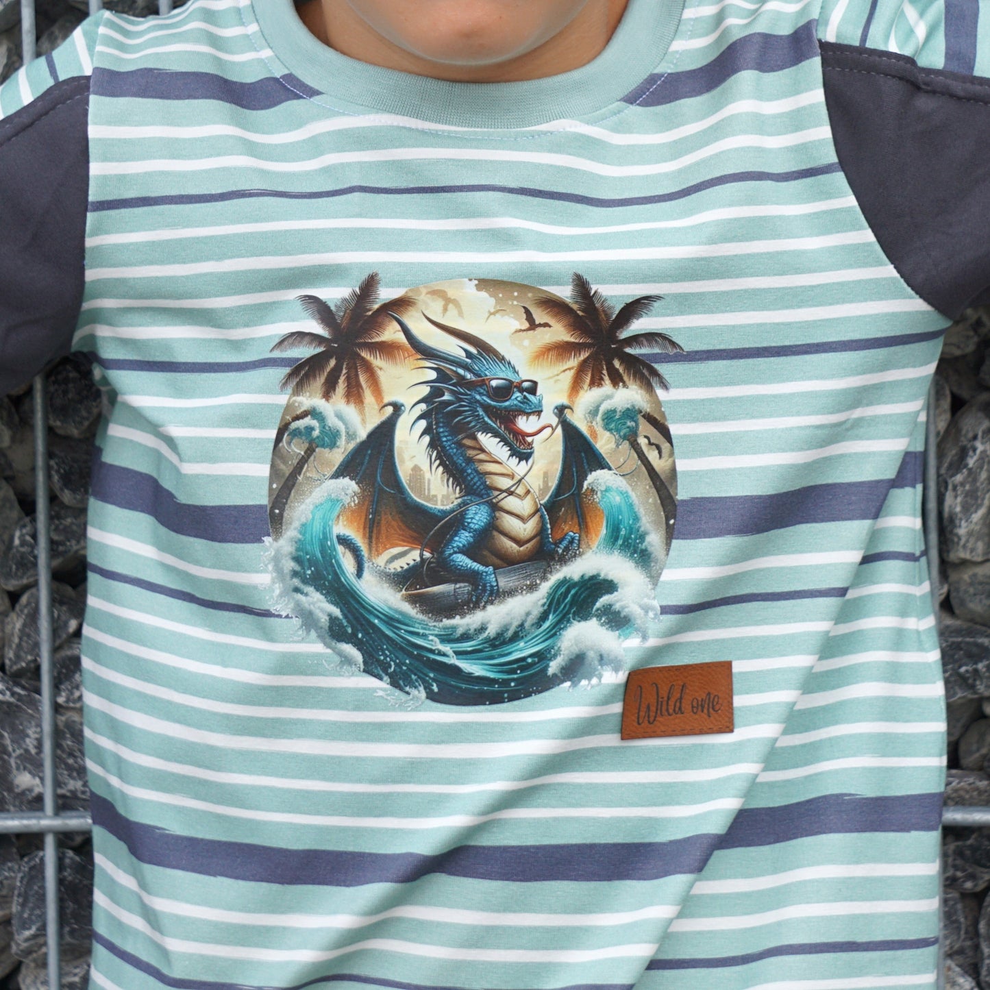Bügelbild Drache mit Surfboard Fylou's Style