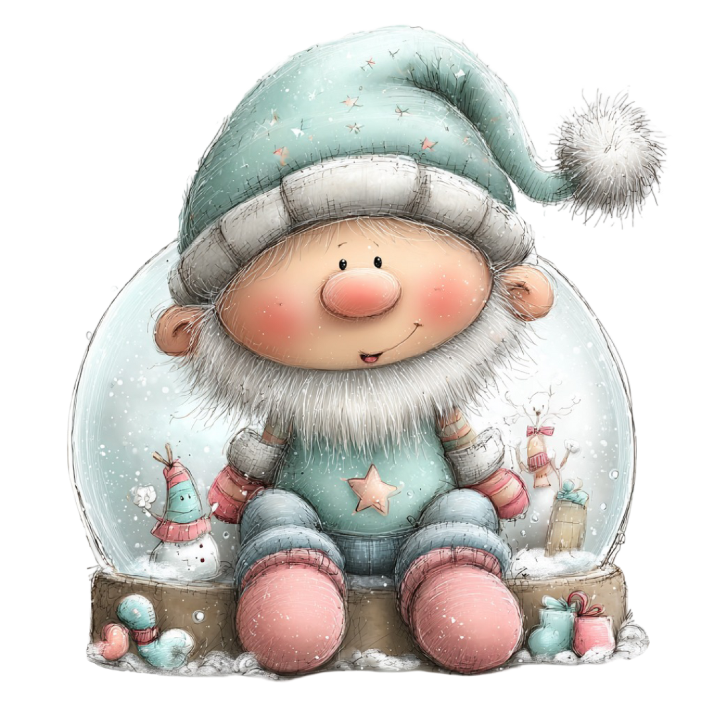 Bügelbild Weihnachtswichtel pastell #1