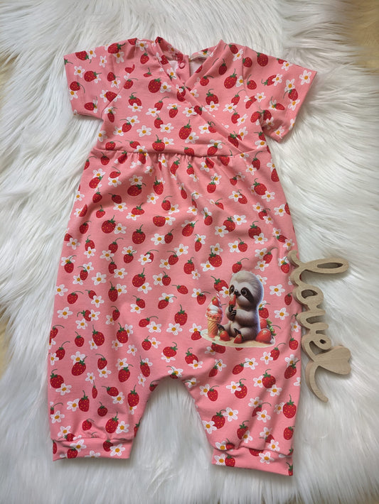 Bügelbild kleines Faultier nascht Erdbeeren #1 Fylou's Style