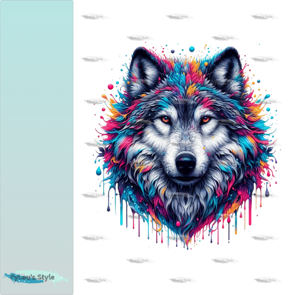 Bügelbild Wolf 3D bunt #2 Fylou's Style
