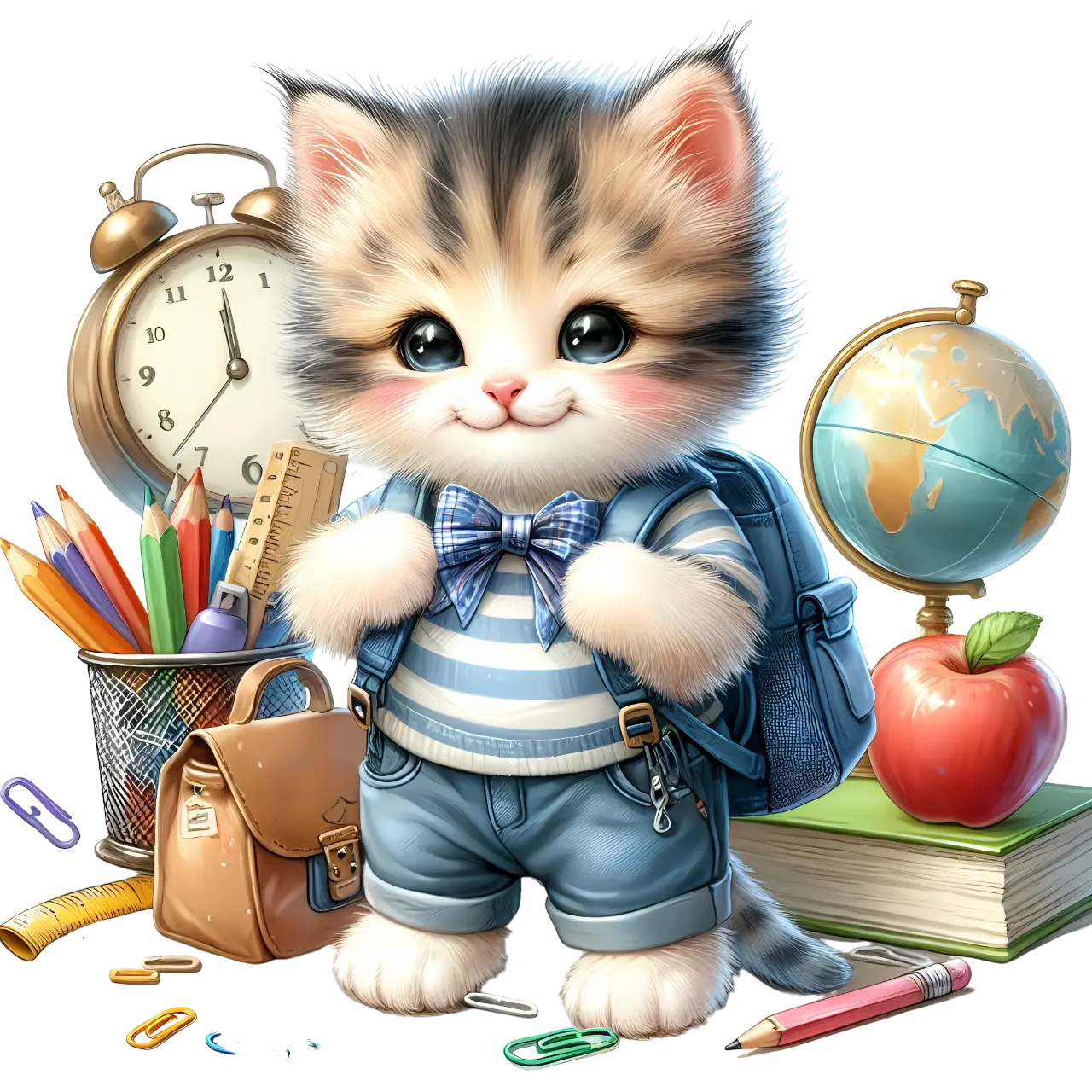 Bügelbild Kätzchen geht zur Schule Fylou's Style