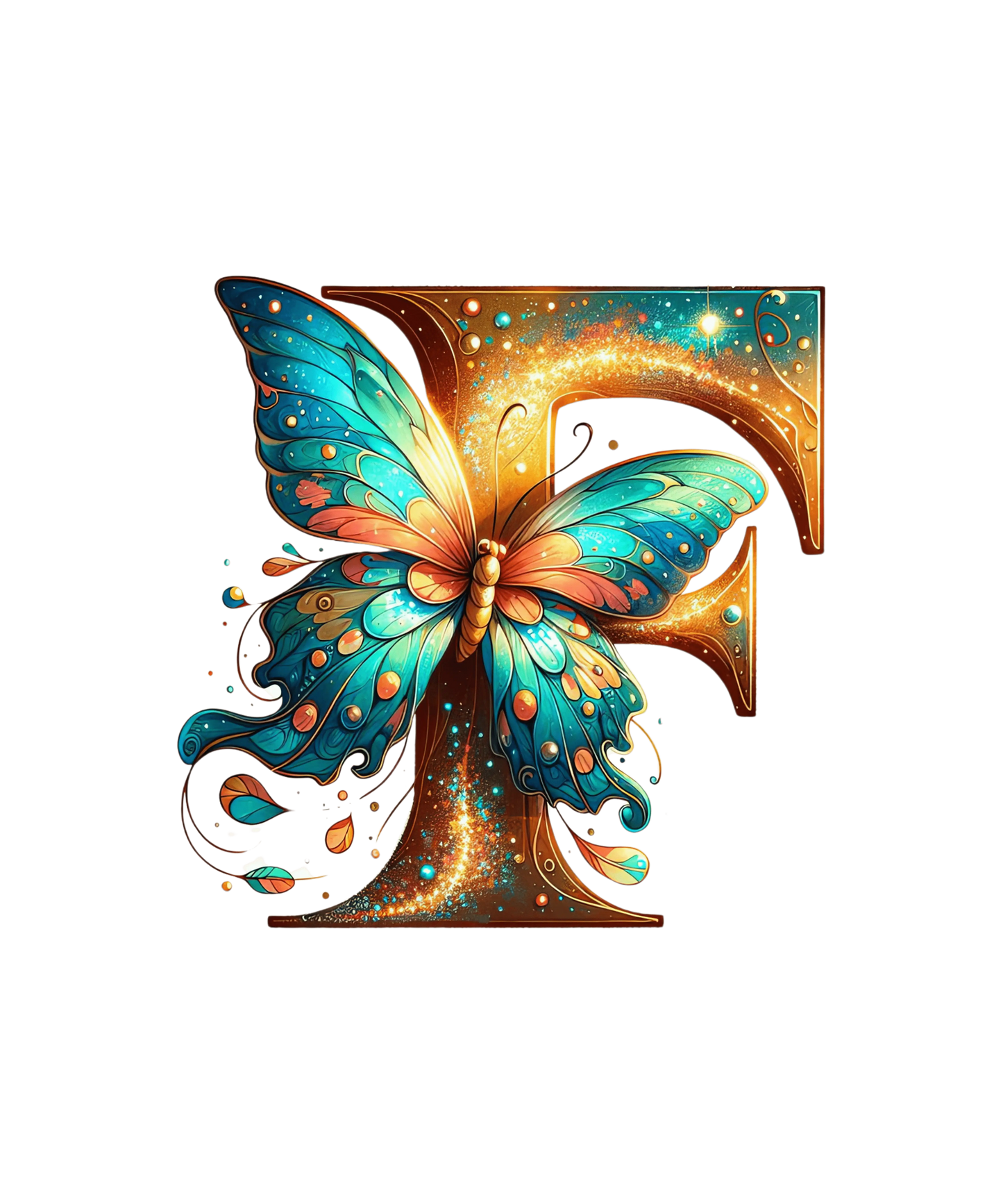Bügelbild Buchstabe F Schmetterling Fylou's Style