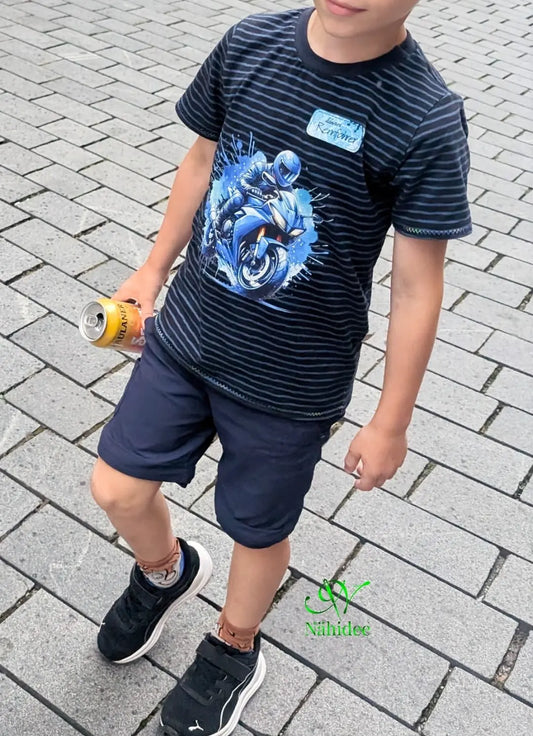 Bügelbild Motorrad Blau Fylou's Style