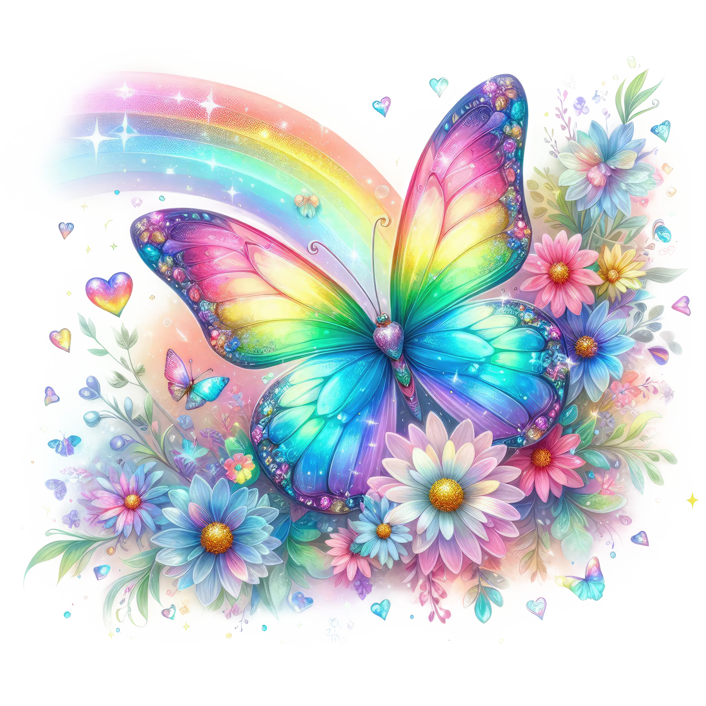 Bügelbild Glitzer Regenbogen Schmetterling #13 Fylou's Style