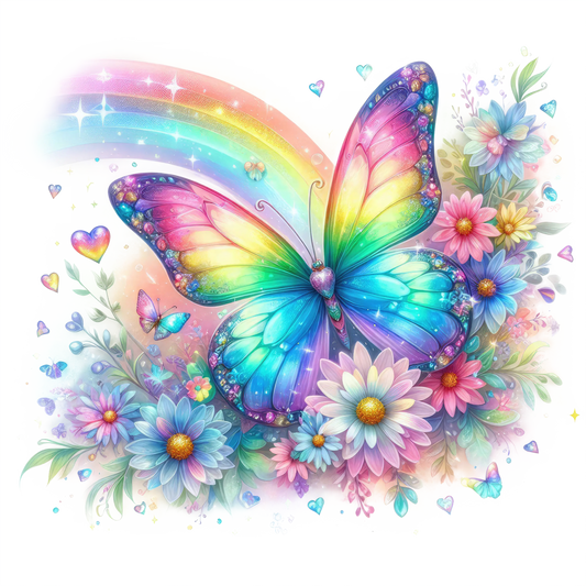 Bügelbild Glitzer Regenbogen Schmetterling #13 Fylou's Style