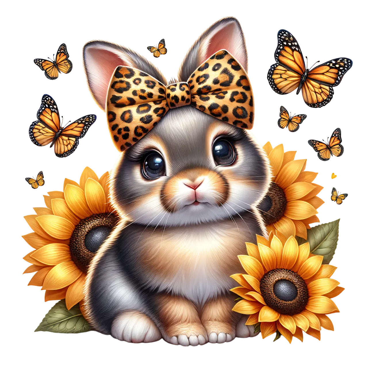 Bügelbild Häschen mit Sonnenblumen #1 Fylou's Style