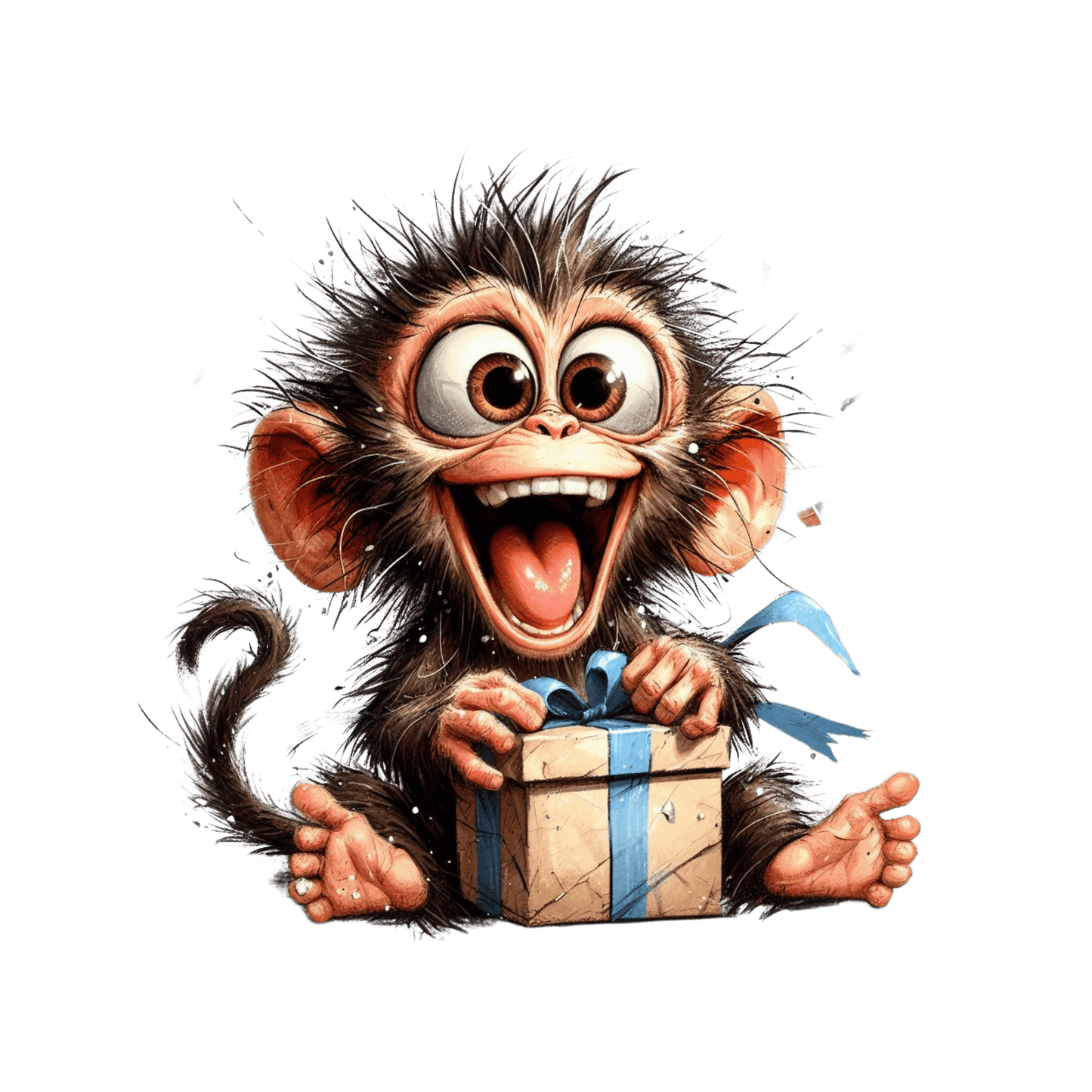 Bügelbild aufgeregter Affe