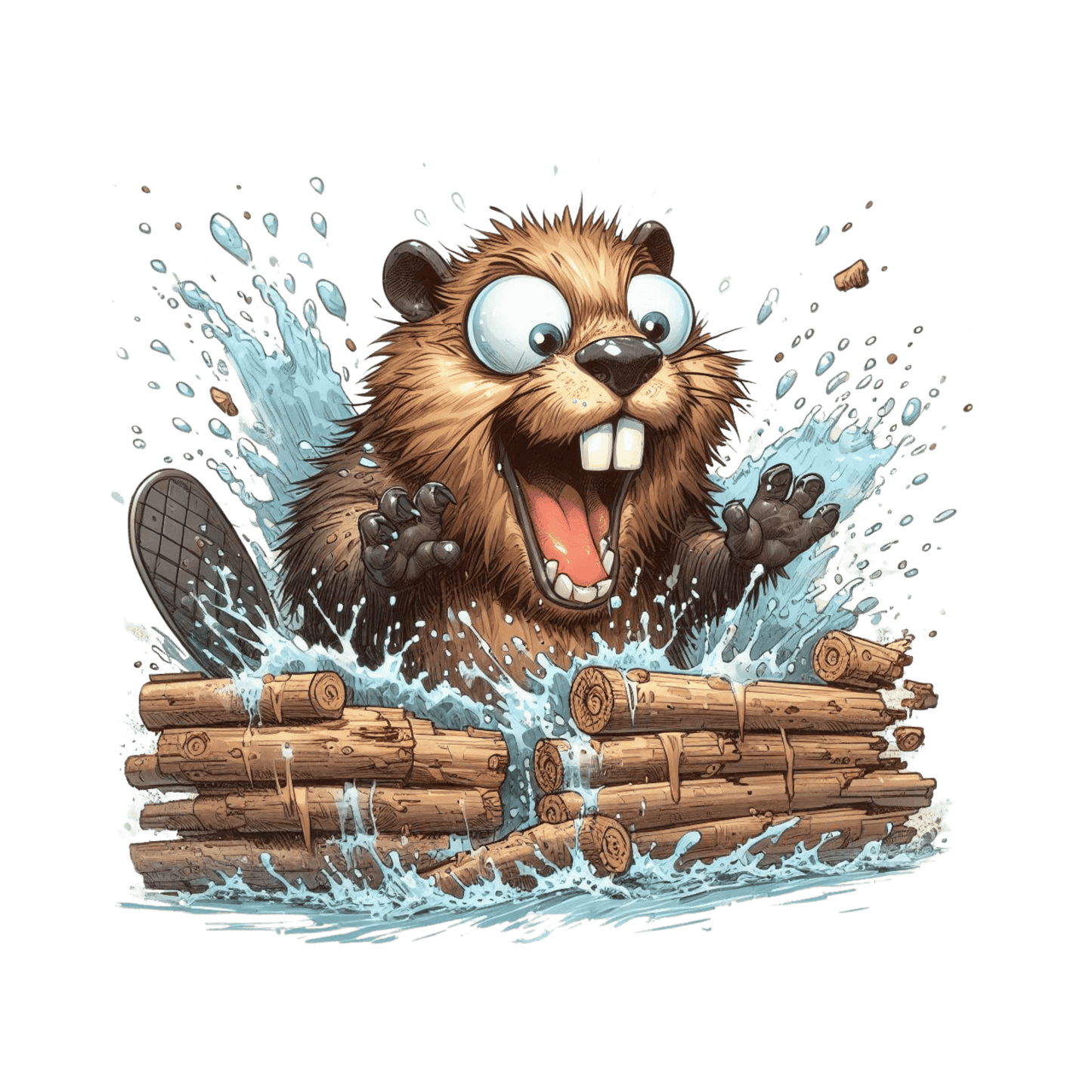 Bügelbild aufgeregter Biber