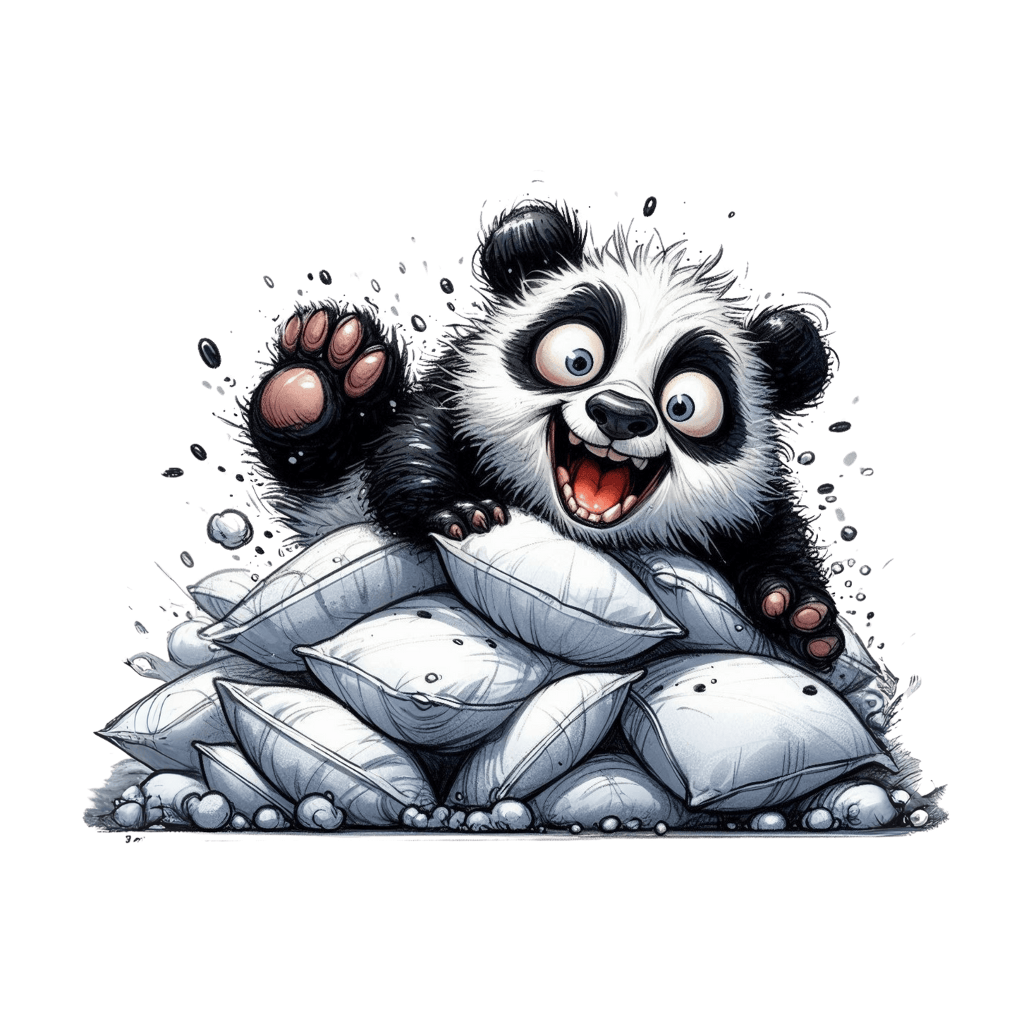 Bügelbild aufgeregter Panda