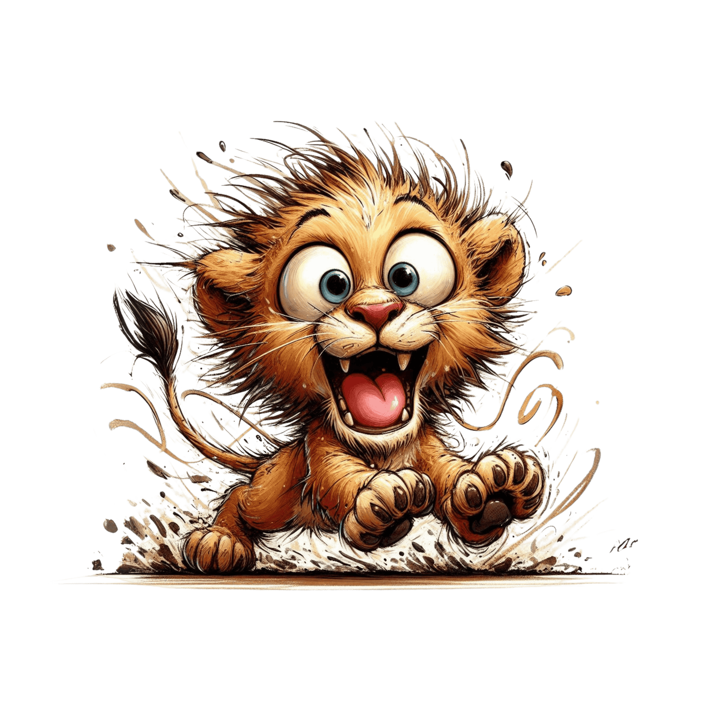 Bügelbild aufgeregter kleiner Löwe