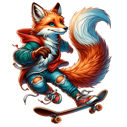 Bügelbild Skateboarder Fuchs Fylou's Style