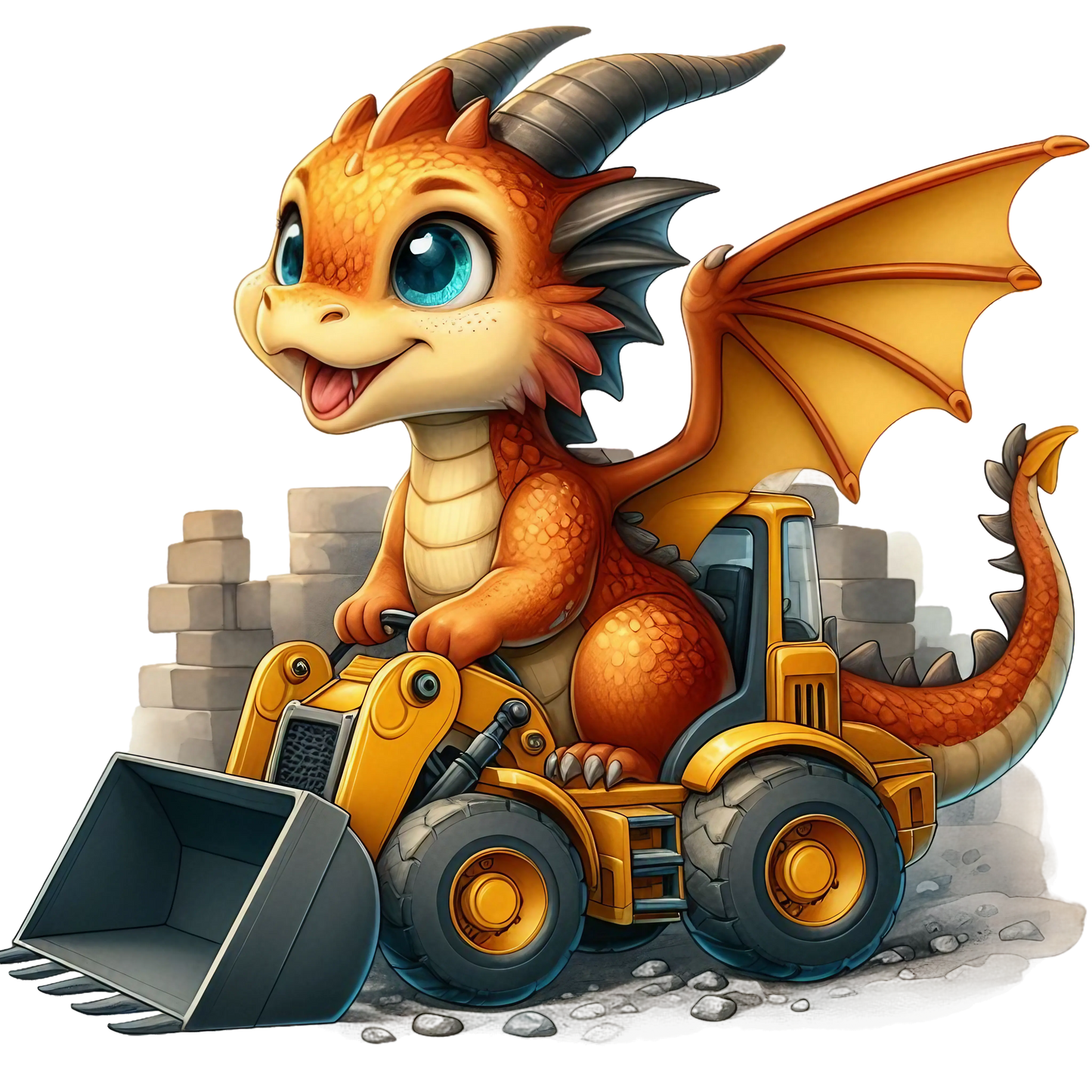 Bügelbild Drache mit Bagger #2 Fylou's Style
