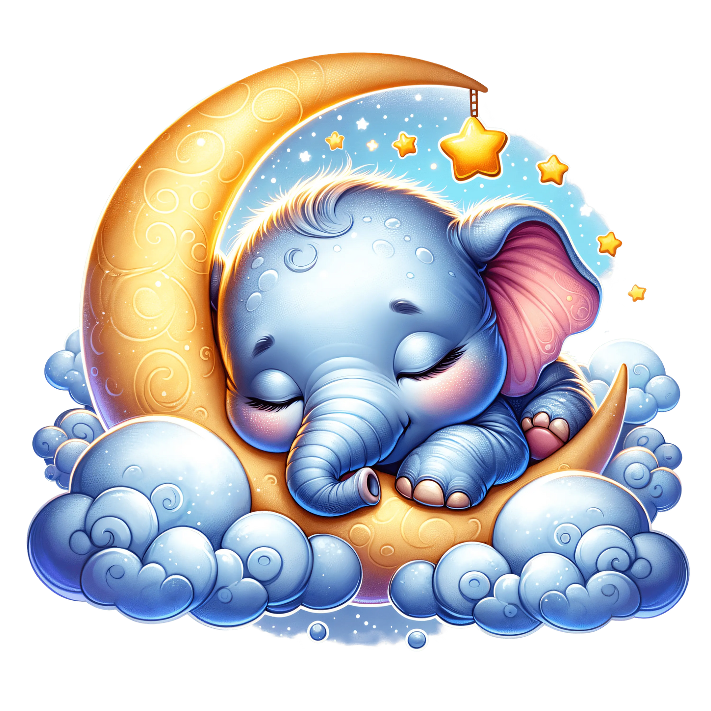 Bügelbild schlafender Elefant auf dem Mond #2 - Fylou's Style