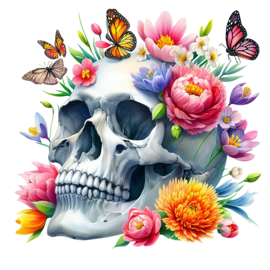 Bügelbild Flower Skull #2 Fylou's Style