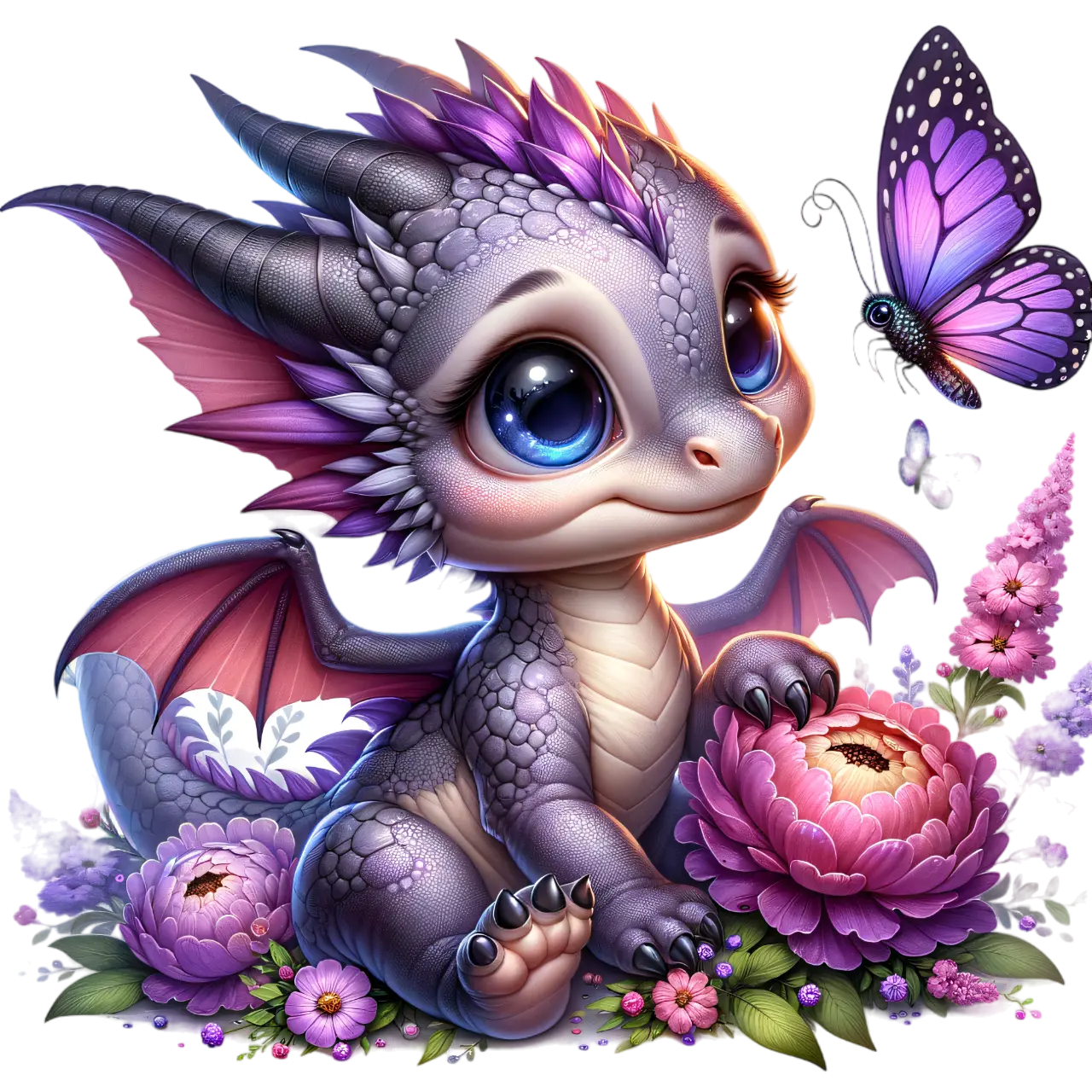 Bügelbild Drache mit Schmetterling #2 Fylou's Style
