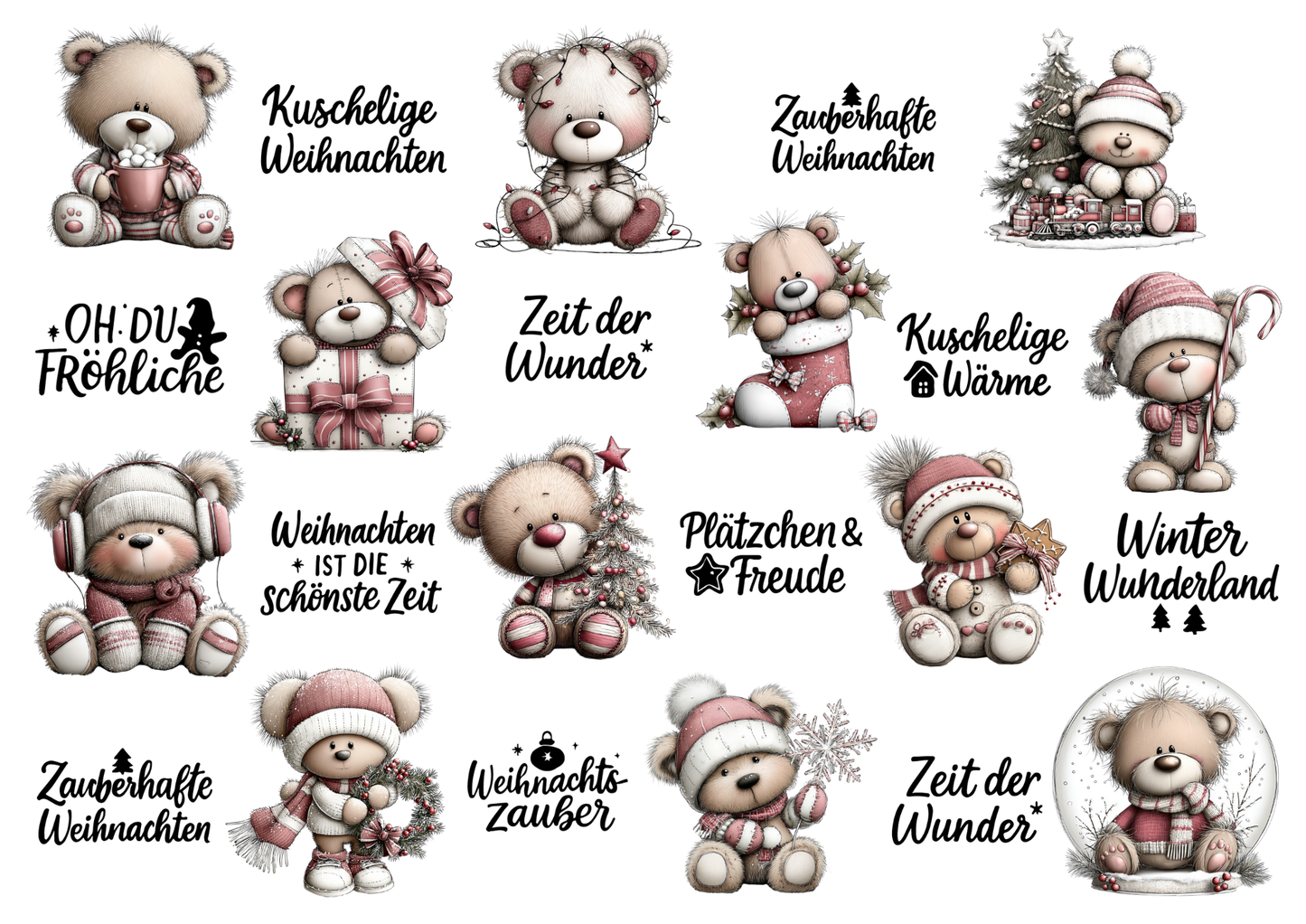 Rub On A4 Bär, Weihnachten Winter