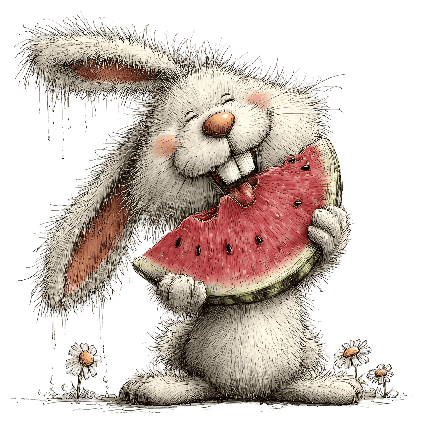 Bügelbild Lustiger Sommer Hase #1