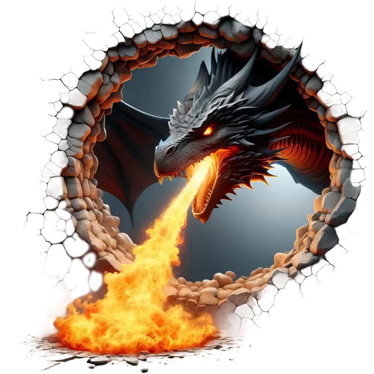 Bügelbild 3D Drache schwarz #10 Fylou's Style