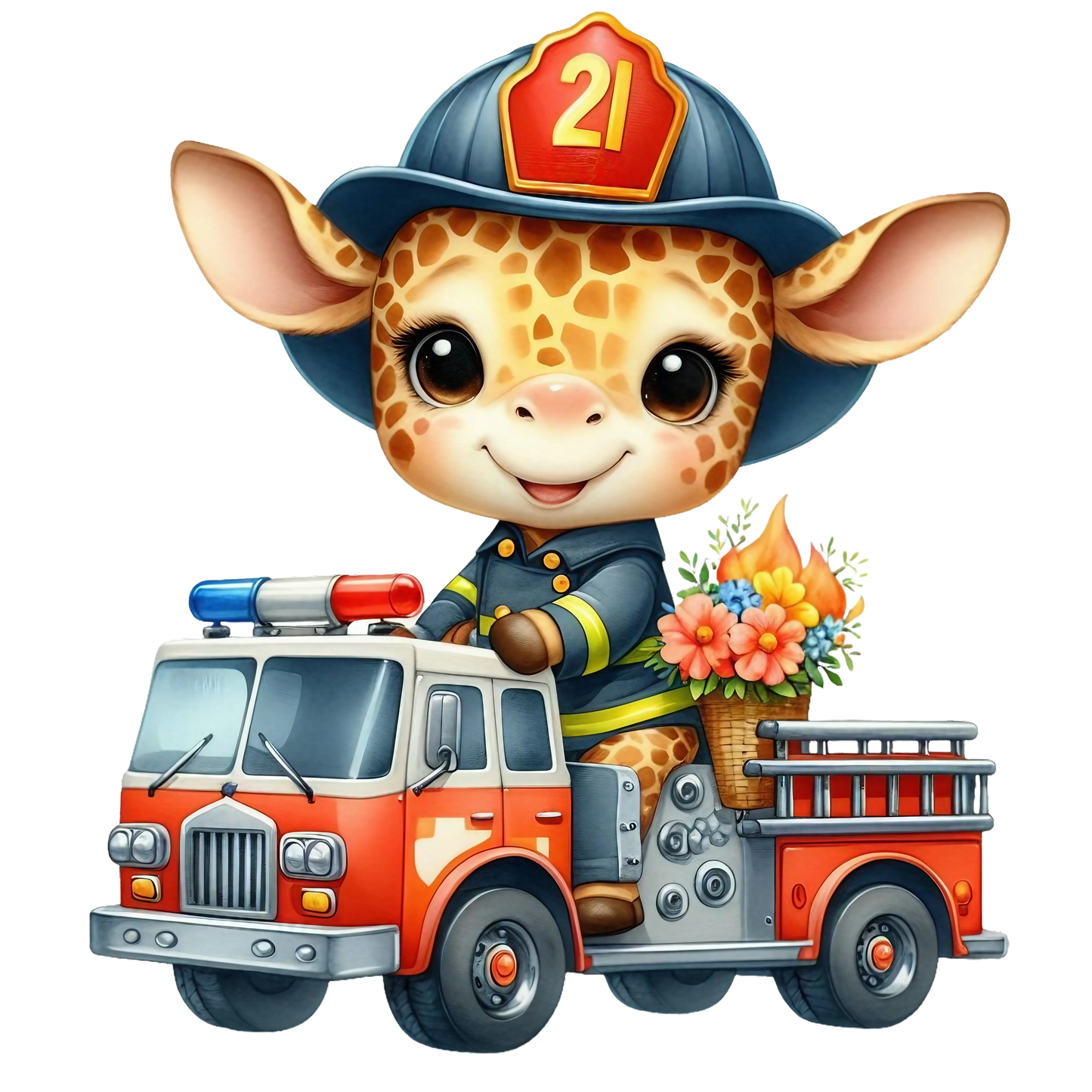 Bügelbild Giraffe Feuerwehr #5 Fylou's Style