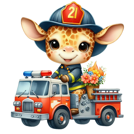 Bügelbild Giraffe Feuerwehr #5 Fylou's Style