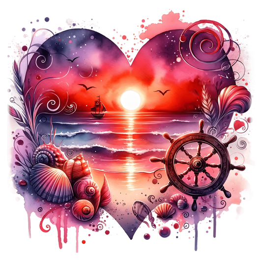 Bügelbild Strand Herz #1 Fylou's Style