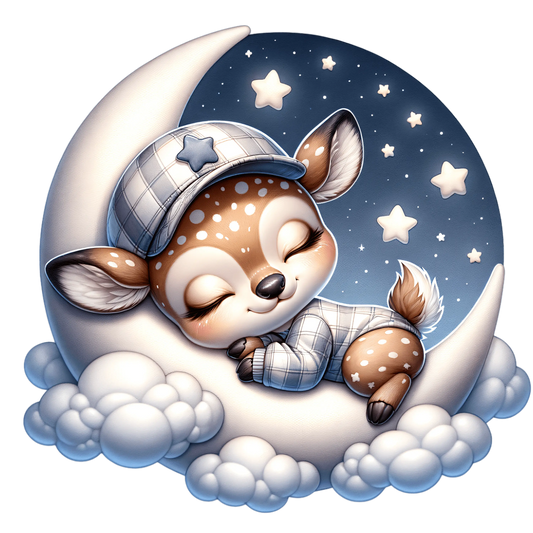 Bügelbild schlafendes Reh  auf dem Mond #1 - Fylou's Style