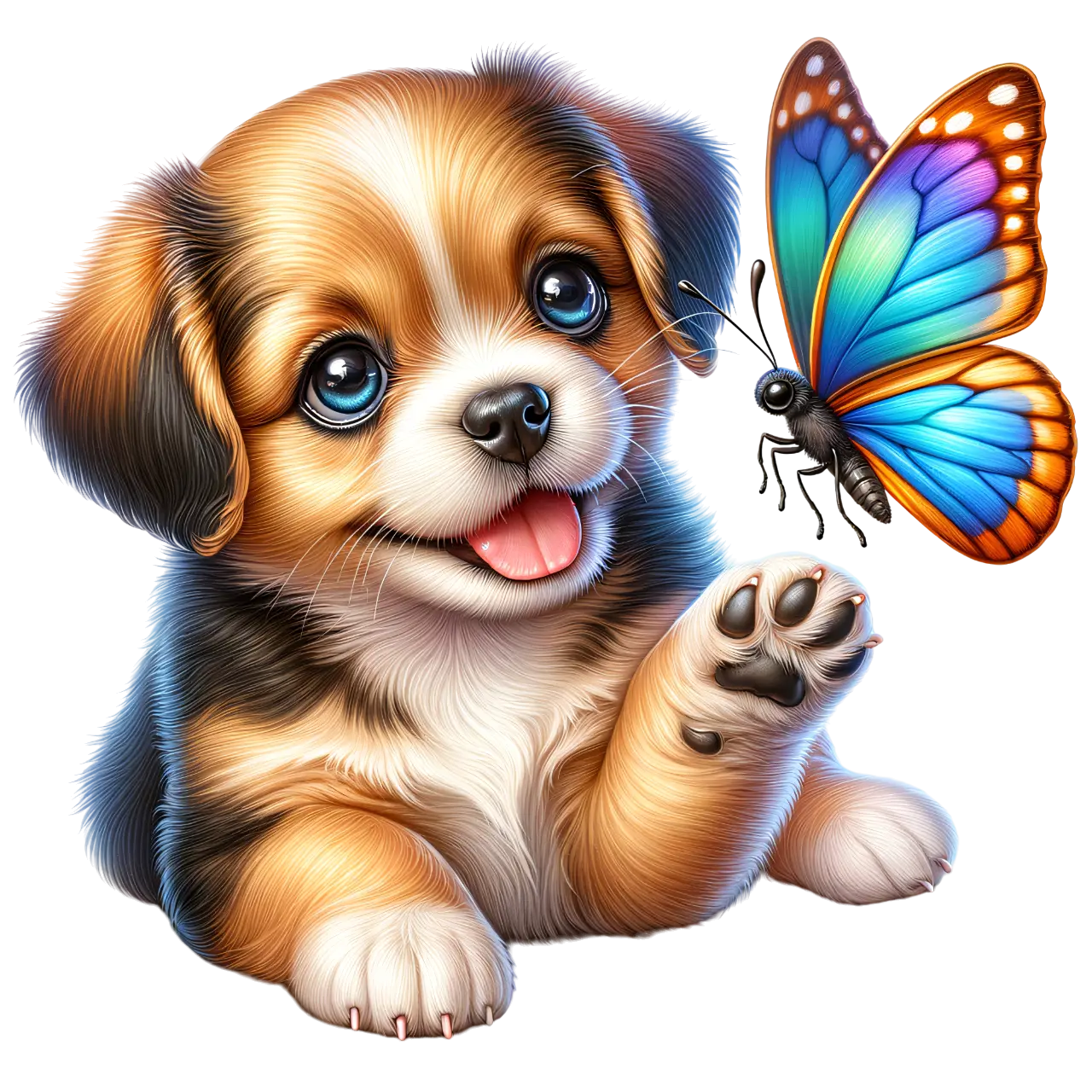 Bügelbild Hund mit Schmetterling #1 Fylou's Style