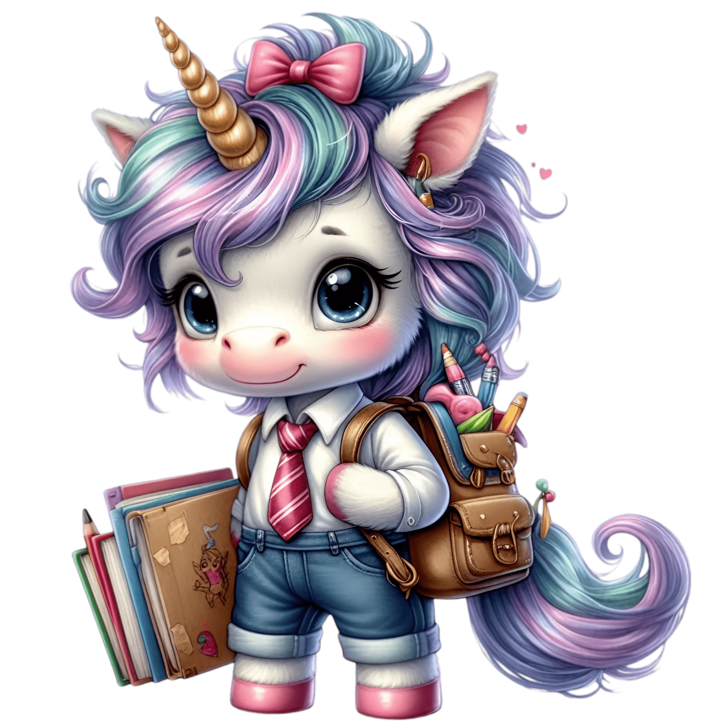Bügelbild Einhorn geht zur Schule #10 Fylou's Style