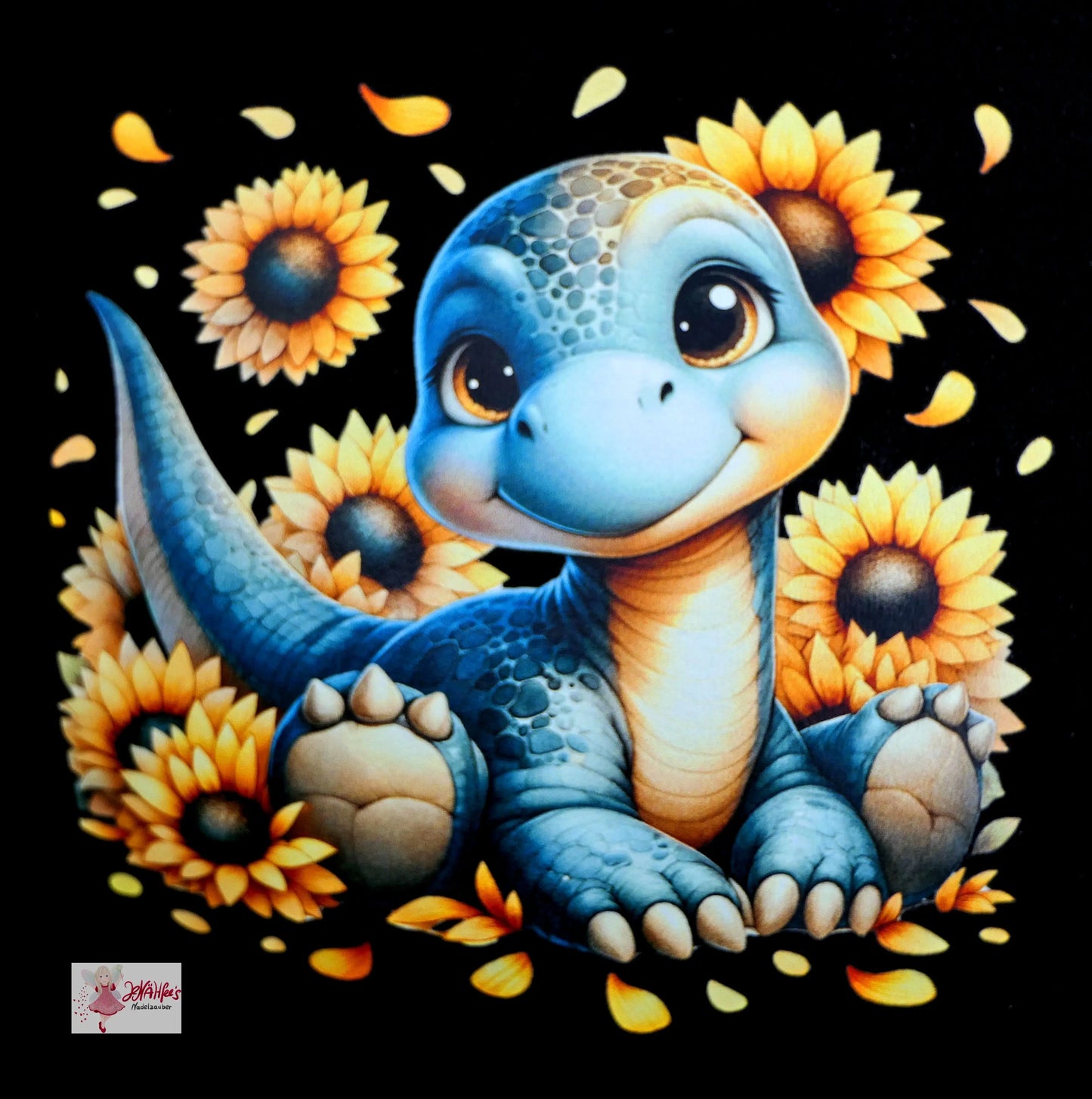 Bügelbild Sonnenblumen Dinosaurier #5 Fylou's Style