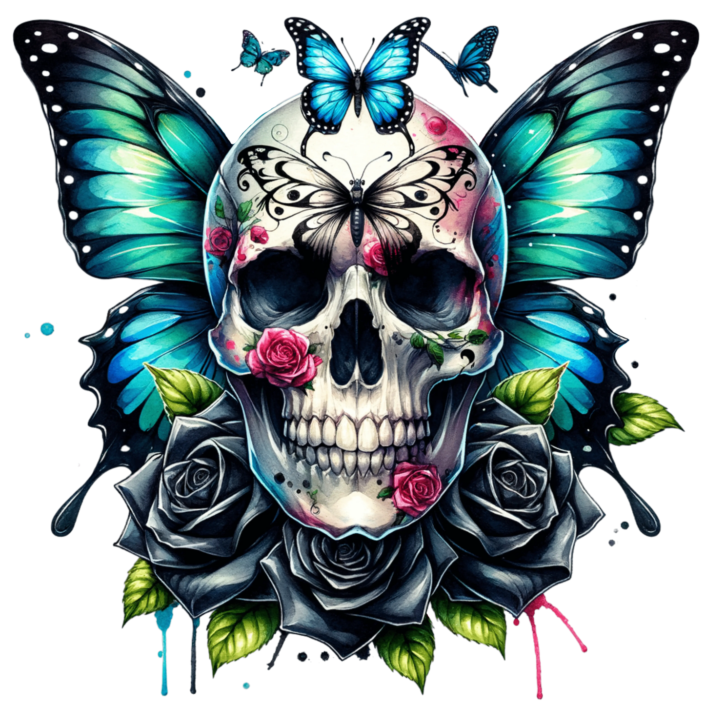 Bügelbild Gothic Butterfly Skulls #6 Fylou's Style