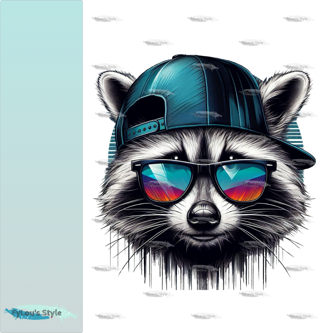 Bügelbild cool Waschbär Fylou's Style