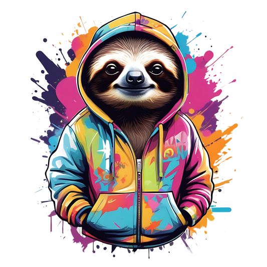 Bügelbild Streetwear Faultier bunt Fylou's Style