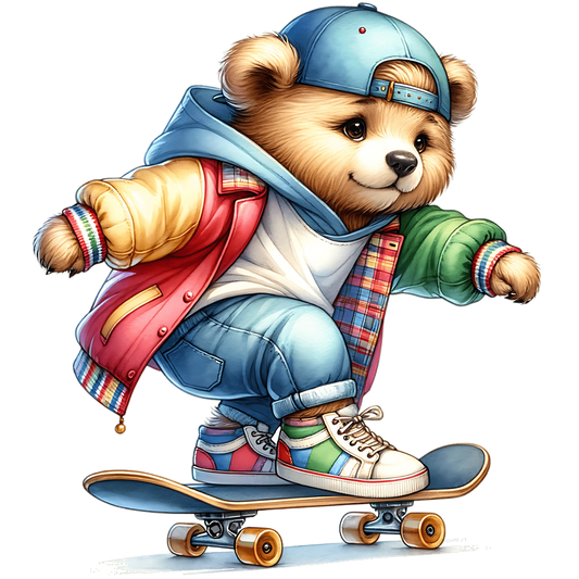 Bügelbild Skateboarder  Bär #1 Fylou's Style