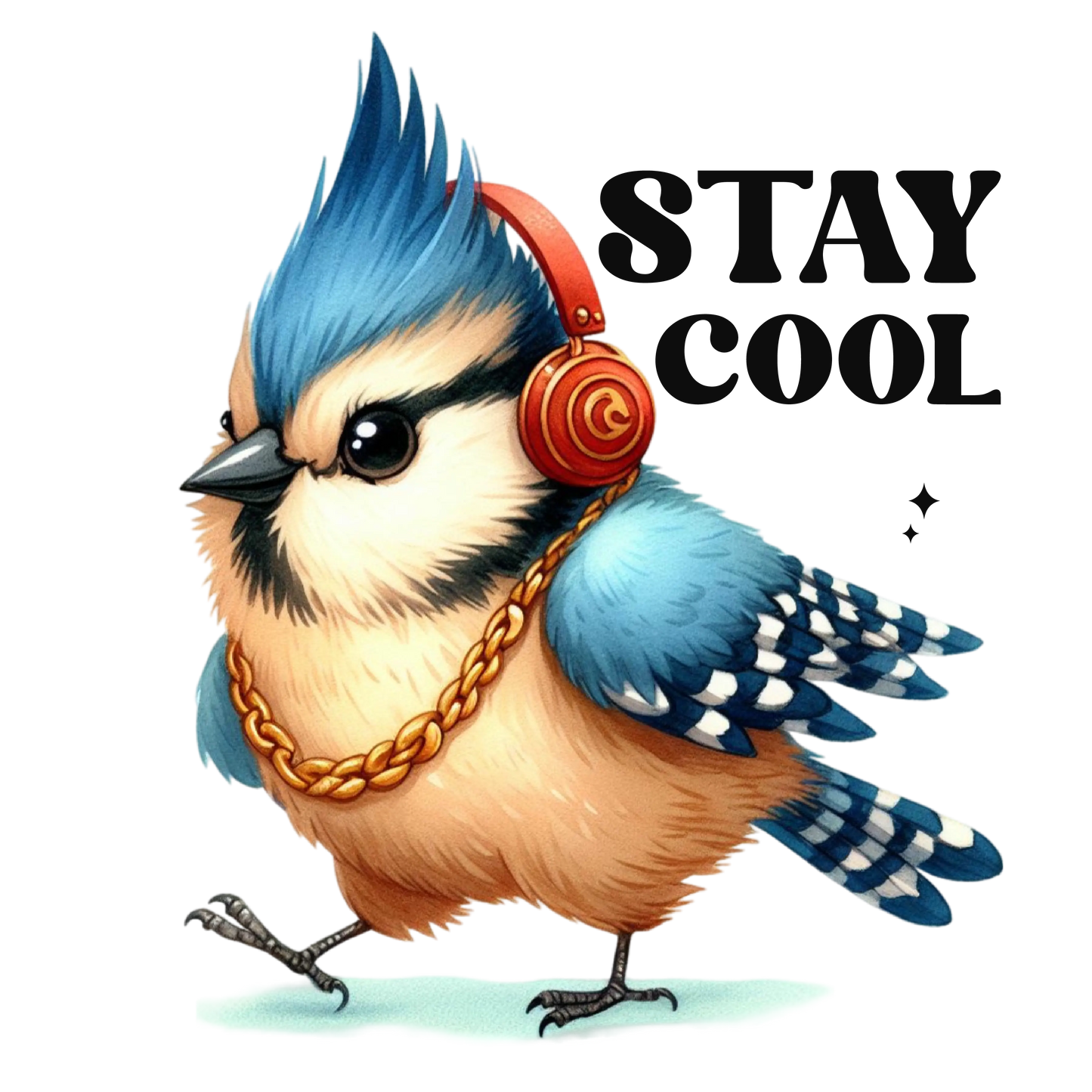 Bügelbild lustiger Vogel stay cool Fylou's Style