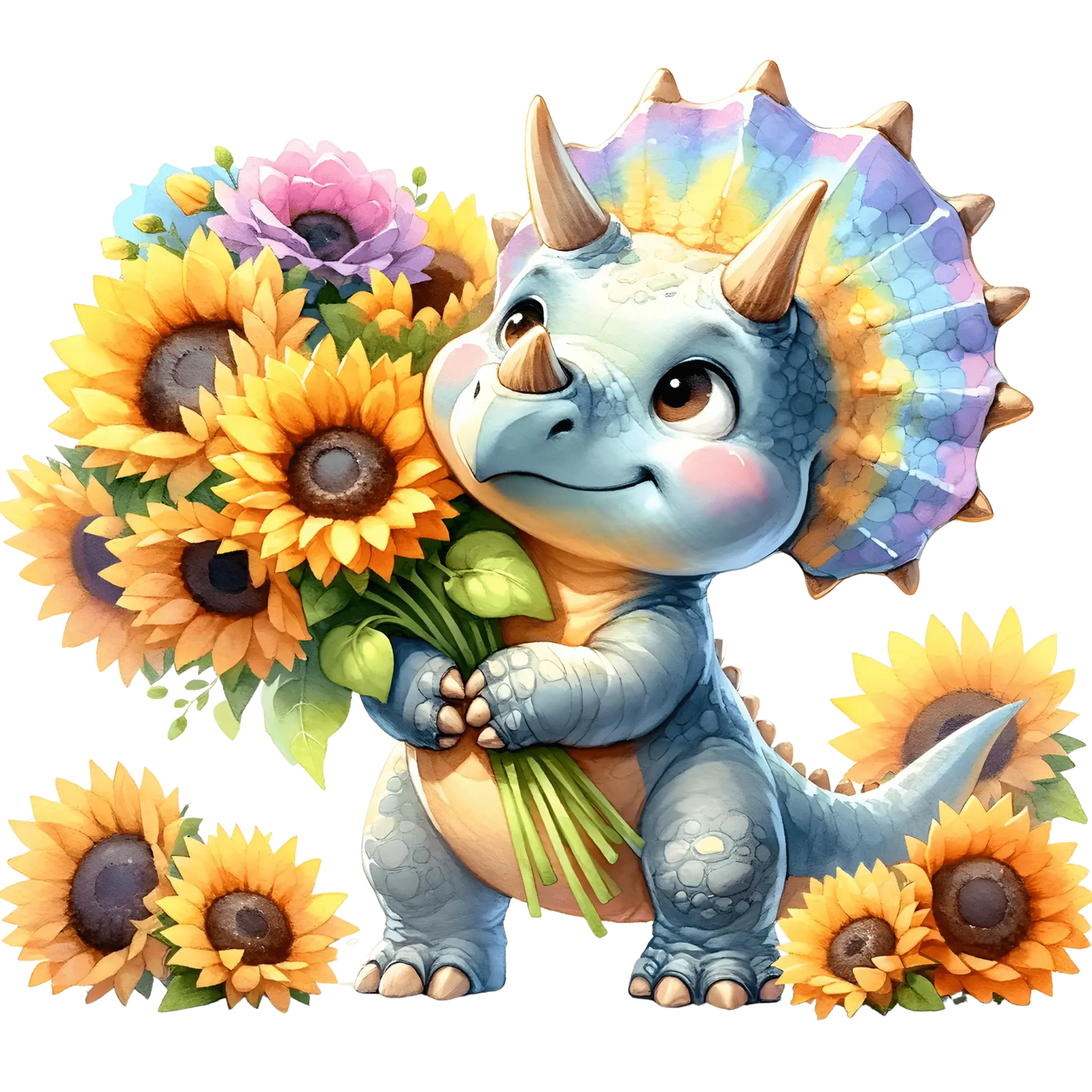 Bügelbild Sonnenblumen Dinosaurier #8 Fylou's Style