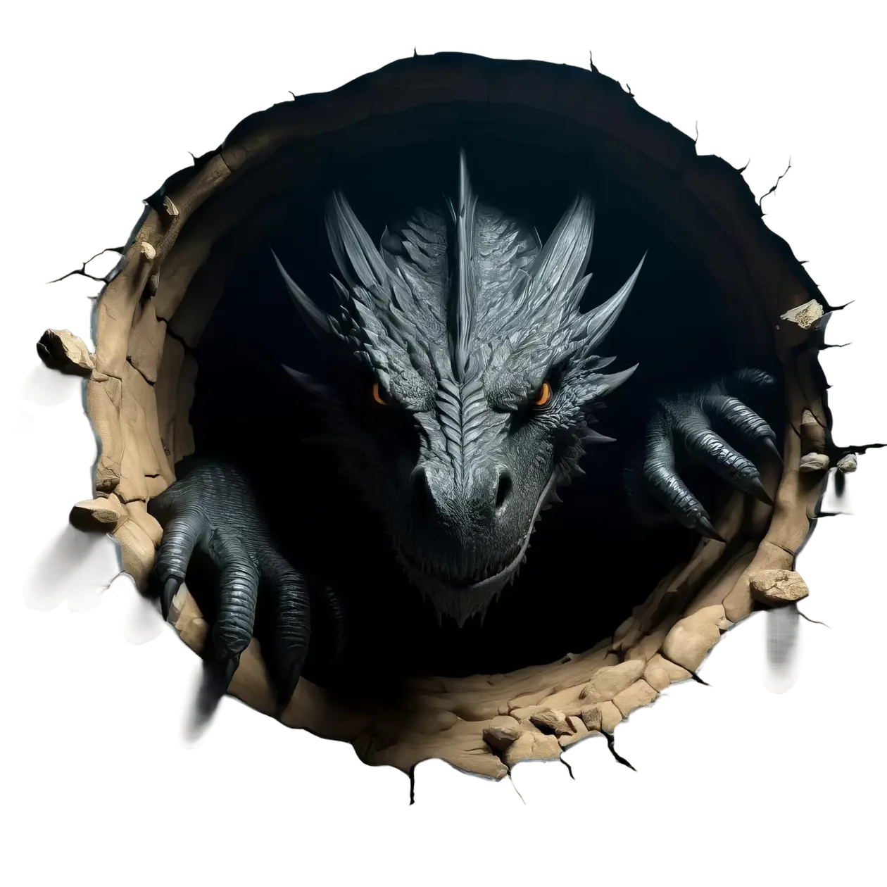 Bügelbild 3D Drache schwarz #4 Fylou's Style