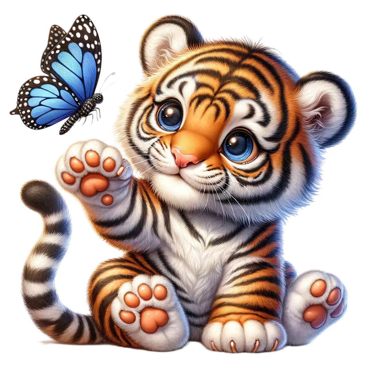 Bügelbild Tiger mit Schmetterling Fylou's Style