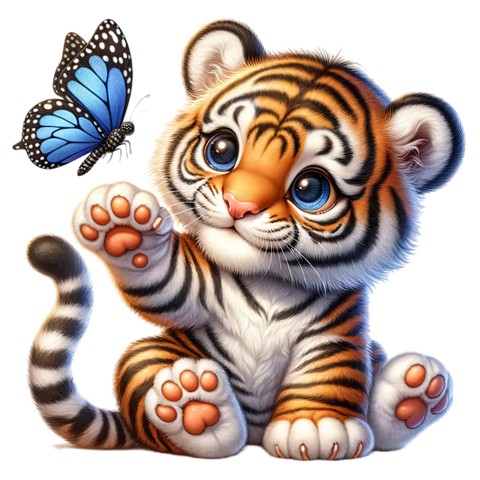 Bügelbild Tiger mit Schmetterling Fylou's Style