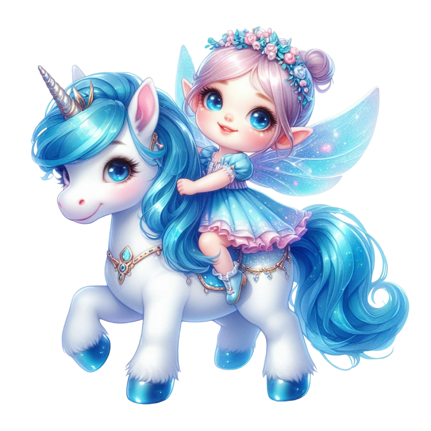 Bügelbild kleine Fee mit Einhorn #4 Fylou's Style