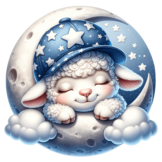 Bügelbild schlafendes Schaf auf dem Mond - Fylou's Style