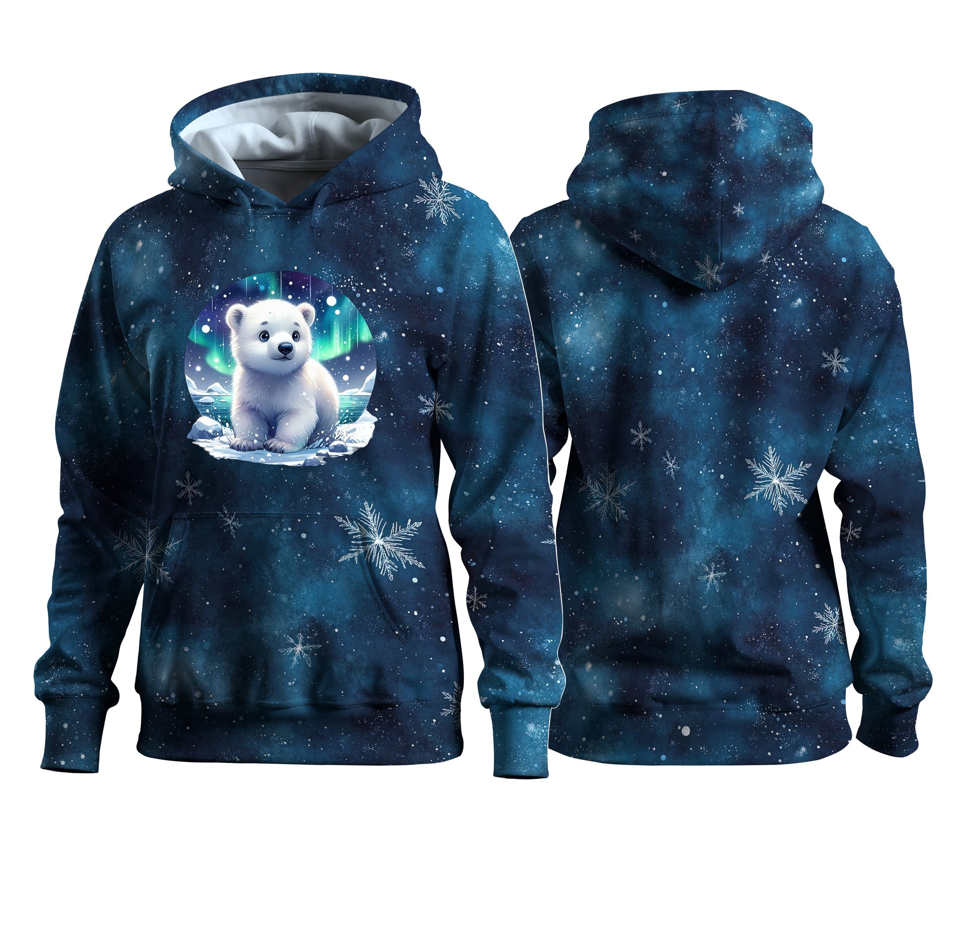 Hoodie aus Eisflocken Blau Bio Stoff