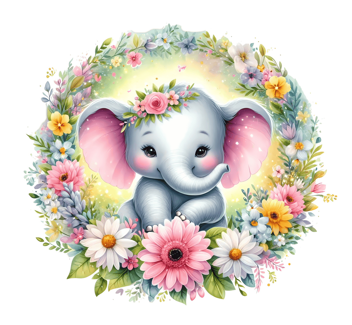 Bügelbild elefant blumenkranz Fylou's Style