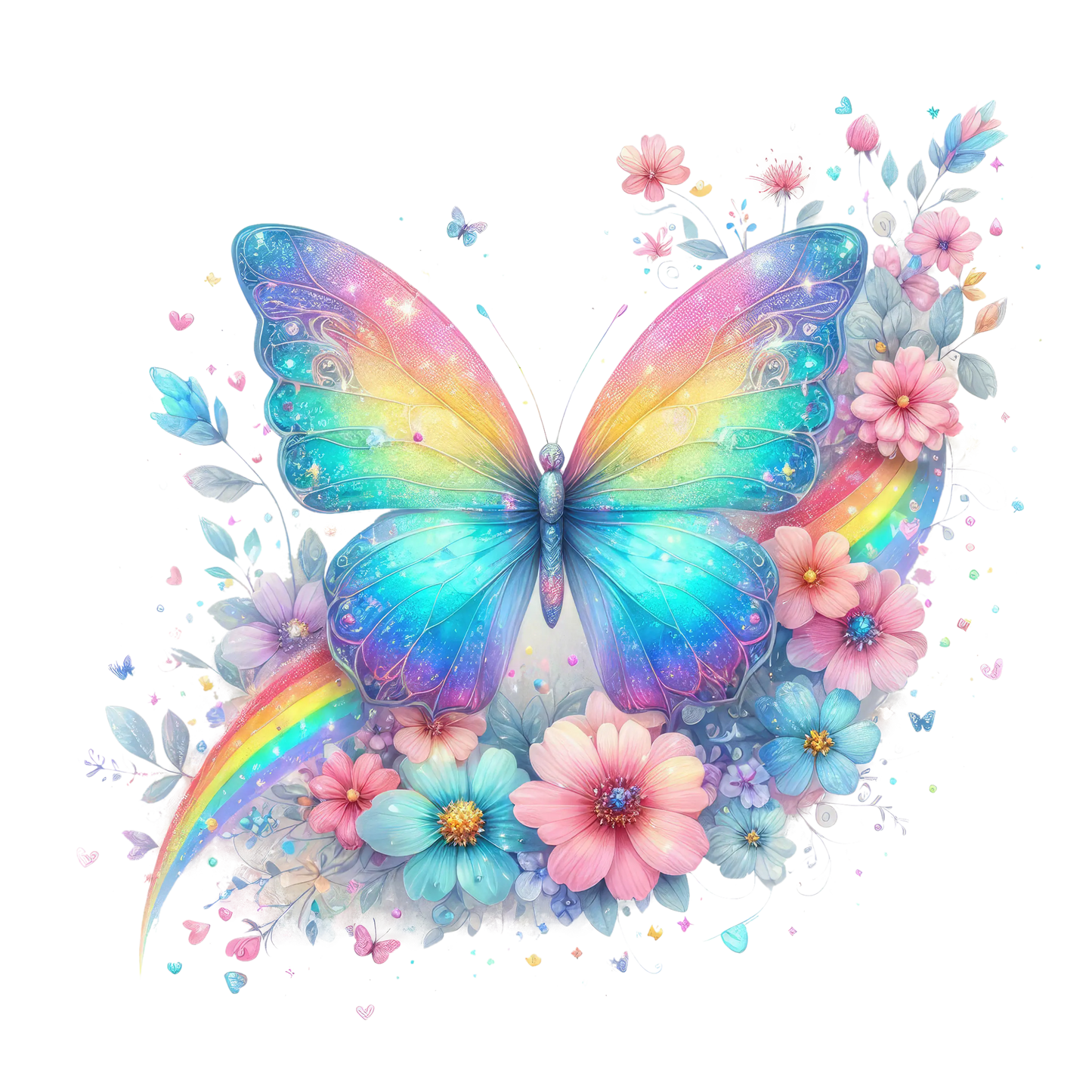 Bügelbild Glitzer Regenbogen Schmetterling #12 Fylou's Style