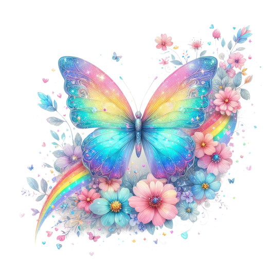 Bügelbild Glitzer Regenbogen Schmetterling #12 Fylou's Style