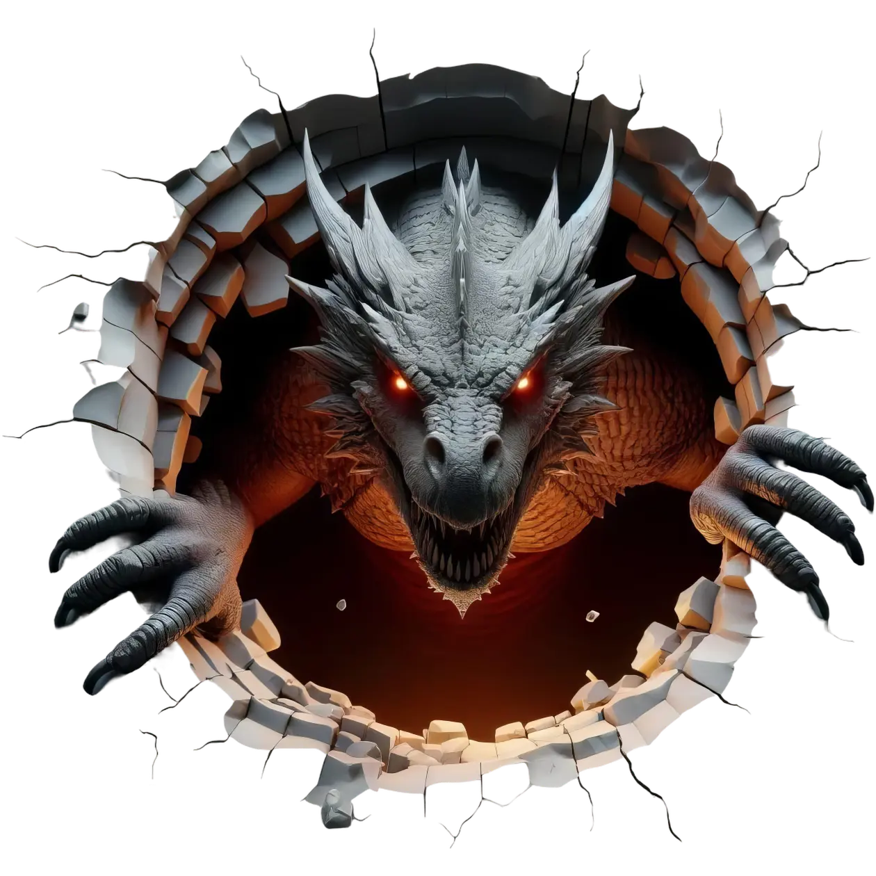 Bügelbild 3D Drache schwarz #1 Fylou's Style