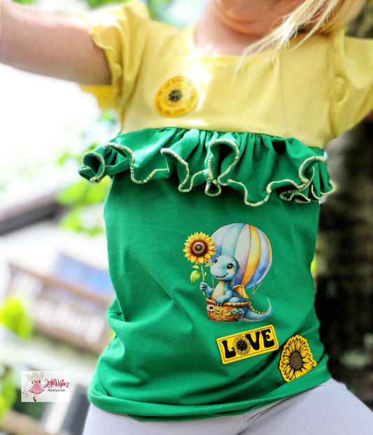 Bügelbild Sonnenblumen Dinosaurier #6 Fylou's Style